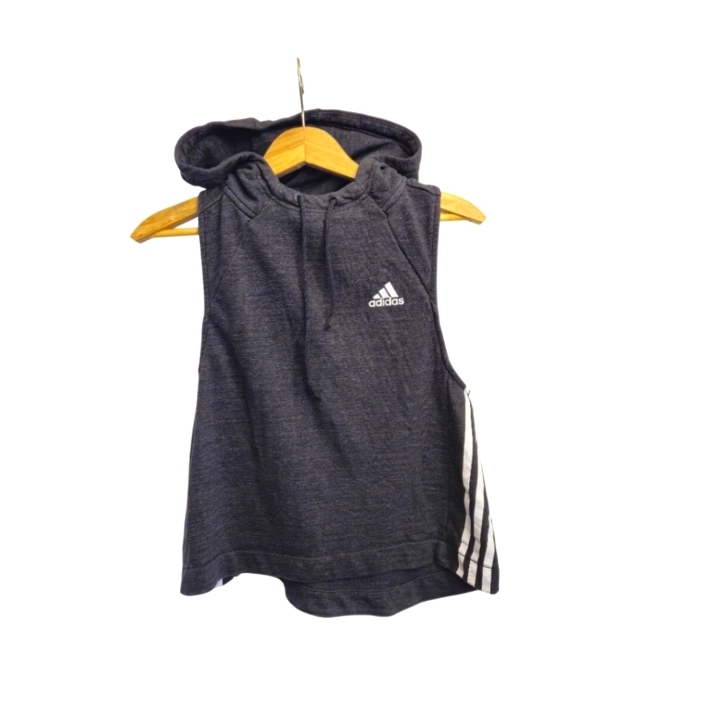🌼3 for $15🦋 ADIDAS Sleeveless Fleece Hoodie‎ Hi Low Hem Womens X Small Black